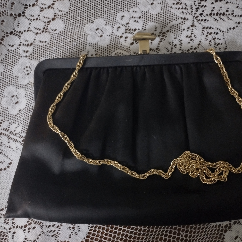 Black Satin Clutch Handbag